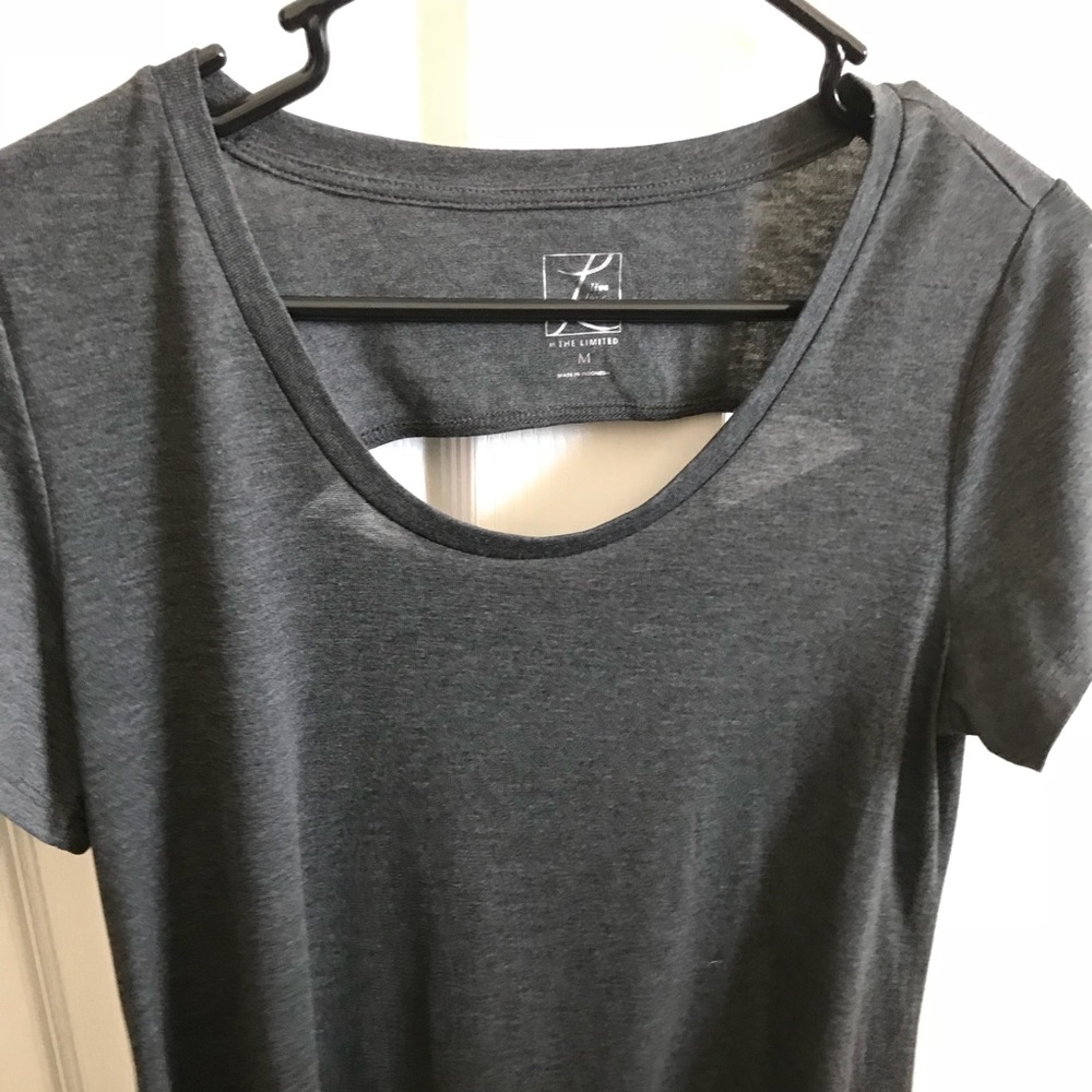 Limited Gray Drapey Tee with cut out in back